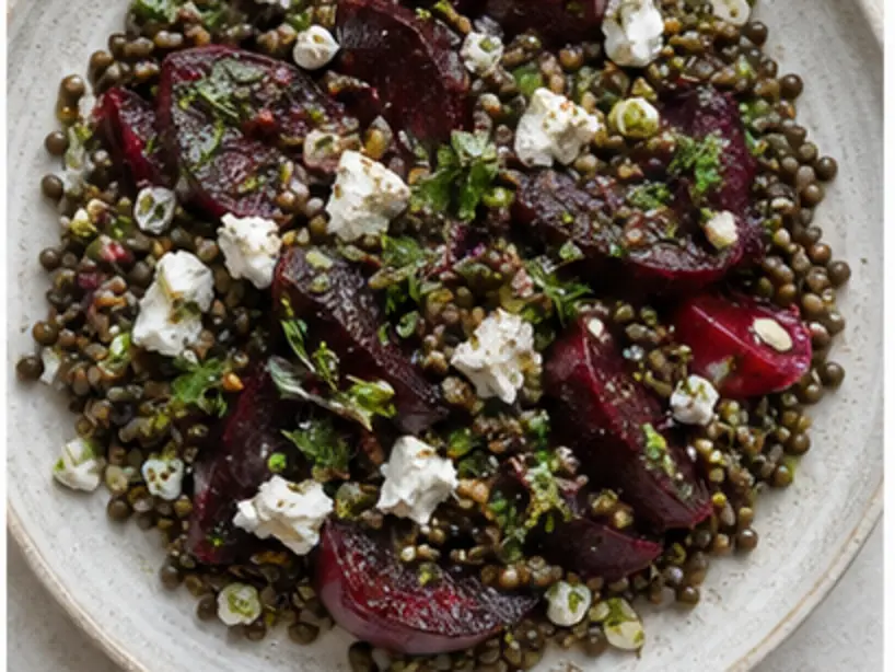 Puy lentils, beetroot and goat's cheese