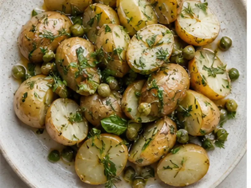 Potatoes, capers and soft herbs